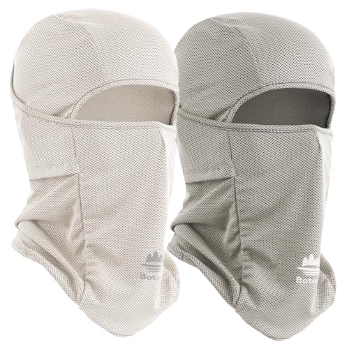 Balaclava Ski Mask, Sun UV Protection Breathable Full Head Face Mask for Men Women Skiing Cycling - color: Beige+grey