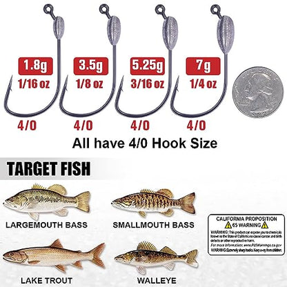 XFISHMAN-Tube-Jig-Heads-for-Bass-Fishing-Tube-Bait-Hooks 1/16oz 1/8oz 3/16oz 1/4oz (12-Pack) - color: 4/0 Hooks, size: 1/4oz(12-Pack)