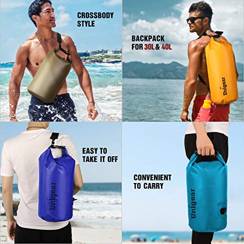Unigear Dry Bag Waterproof, 2L/5L/10L/20L/30L/40L Floating and Lightweight Bags for Kayaking, Boating, Fishing, Swimming and Camping with Waterproof Phone Case - color: Sky Blue, size: 10L