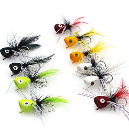 Fly Fishing Poppers, Topwater Fishing Lures Bass Crappie Bluegill Sunfish Panfish Trout Salmon Perch Steelhead Flies for Fly Fishing Bass Panfish Bluegill Trout Salmon - color: 10pcs