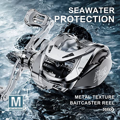 HAUT TON Matel Master Advanced Version Baitcaster reels,6.2:1Gear Ratio,5+1Ball Bearing,Bait clickers,12Lb Drag System Fishing Reels,for Saltwater,Freshwater - color: HT-MM