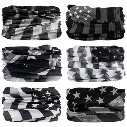 Neck Gaiter for Men Women Headwear Bandana Head Wrap Face Scarf Mask Cover Warmer Balaclava-Seamless & Versatile - color: A-6pcs-flag 3