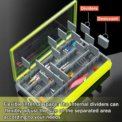 Deluxe Fishing Tackle Box, Waterproof 3600 and 3700 Tackle Trays, Organizer with Removable Dividers, Sealed Lure Box and Terminal Tackle Storage (2, 3700 Yellow) - color: 3700 Yellow 2 packs
