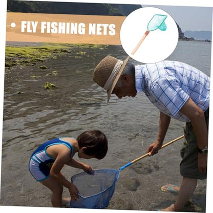 FRCOLOR Fishing Net with Wooden Handle 30cm Large Mesh Handheld Fish Landing Net for Home and Outdoor Fishing