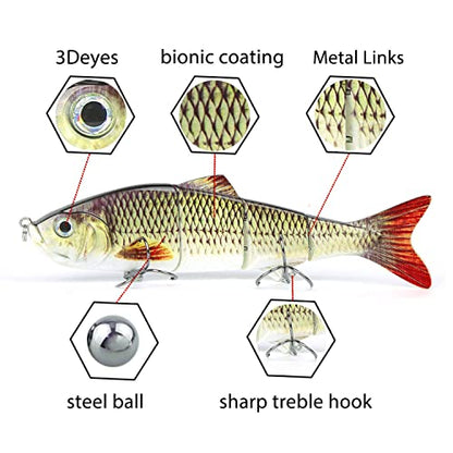 10in Multi Jointed Swimbait Fishing Lures Bait,4 Segment Big Giant Sinking Fishing Bass Lures,Crankbaits Swimbaits with Treble Hook - color: 10in,4.76oz-Color F