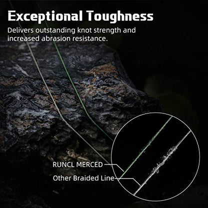 RUNCL Braided Fishing Line Merced, 1000 500 300 Yards Braided Line 4 8 Strands, 6-200LB - Proprietary Weaving Tech, Thin-Coating Tech, Stronger Smoother for Freshwater Saltwater - color: Moss Green, size: 15lb/300yards (4 Strands)