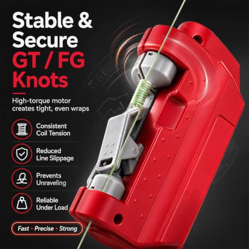 Automatic Fishing Knot Tying Tool, Electric GT FG Knotter Machine, Portable Easy Cast Fishing Line Knot Tying Tool for Anglers, Quick Gear and Tackle Accessories, USB Rechargeable - color: Black
