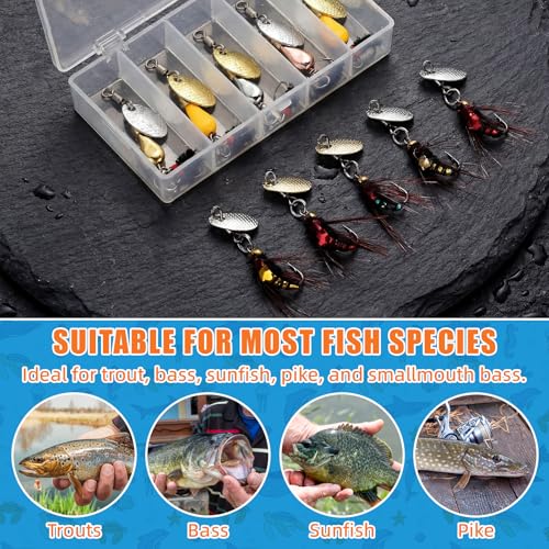 Skylety 10 Pieces Mini Fishing Lures Fishing Hard Baits Hooks Crankbaits Lures Baits Topwater Strong Sound for More Bites Freshwater Saltwater Trout Bass Perch with Box - style: Fly