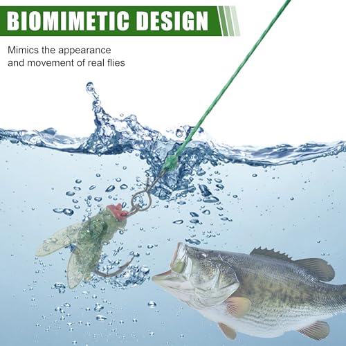 Bionic Fly Fishing Bait,18pcs/36pcs Trout Jig Swimbait Fly Hook Soft Bait Dry Flies Fly Fishing Lures Assortment Kit Attractant Fishing Gear Artificial Fishing Lure Panfish Lure Set - color: Green-36PCS