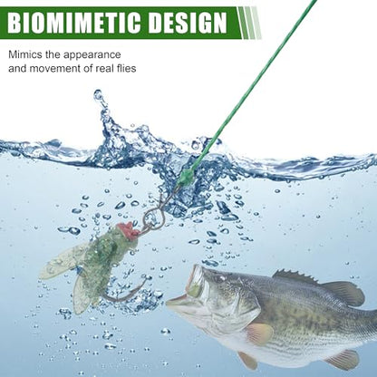 Bionic Fly Fishing Bait,18pcs/36pcs Trout Jig Swimbait Fly Hook Soft Bait Dry Flies Fly Fishing Lures Assortment Kit Attractant Fishing Gear Artificial Fishing Lure Panfish Lure Set - color: Green-36PCS