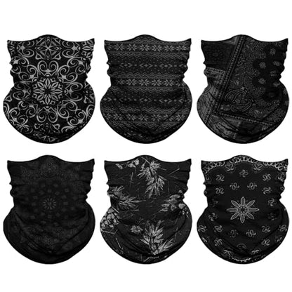 Neck Gaiter for Men Women Headwear Bandana Head Wrap Face Scarf Mask Cover Warmer Balaclava-Seamless & Versatile - color: A-black Style