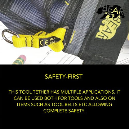 BearTOOLS Yellow Flat D-Ring Tool Tail Tethers, 2-In-1 Application, Max Load 0.9KG, 12CM x 12MM (6, Yellow) - size: 6-pack