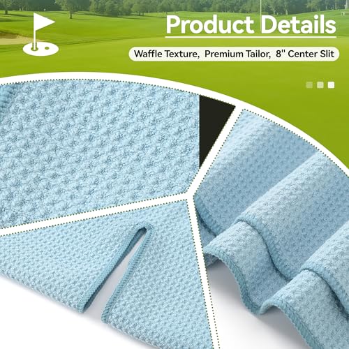 Mile High Life | Pro Tour Caddy Towel | 17" x 40" with 8" Center Slit | Premium Microfiber Waffle Texture - color: Sky Blue, size: 16" x 30"