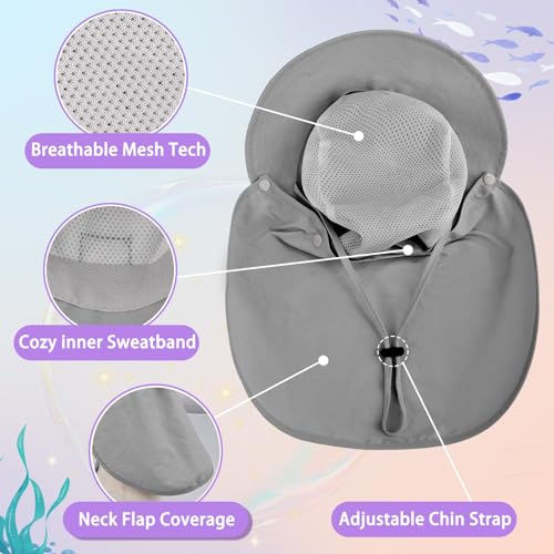 Kids Sun Hat with Detachable Neck Flap for Boys & Girls Wide Brim Fishing Hat for Kids Water Resistant UV Protection - color: 1 Pack-dark Gray