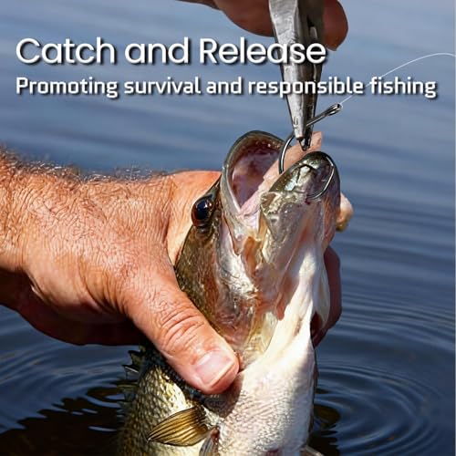 FishTrip 25pcs Inline 5X Strong Circle Hooks, Fishing Hooks for Saltwater | High Carbon Steel, Non-Offset Wide Gap Fish Hook for Catfish, Striped, Bass, Salmon, Mackerel, Tuna Sizes #1-12/0 - size: Freshwater Kit_80pcs