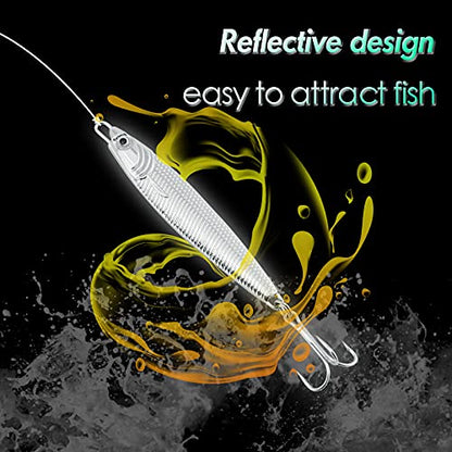 Dr.Fish Fishing Jigs Jigging Spoon Saltwater Fishing Lure Casting Metal Spoon Surf Fishing Mackerel Striper Lures Stinger Bluefish Vertical Diamond Jig - color: Silver, size: 1oz-5 Pieces
