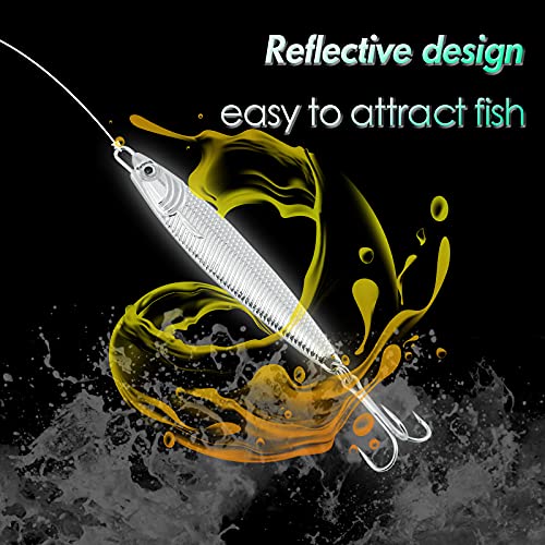 Dr.Fish Fishing Jigs Jigging Spoon Saltwater Fishing Lure Casting Metal Spoon Surf Fishing Mackerel Striper Lures Stinger Bluefish Vertical Diamond Jig - color: Blue, size: 1oz-3 Pieces
