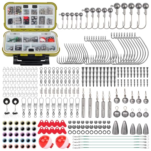 GOTOUR 128/209/240/265pcs Fishing Lures Kit with Tackle Box, All-in-1 Fishing Accessories Gear Set with Soft Lure, Minnow, Crankbait, Hooks, Sinkers, and Terminal Tackle Kit, Fishing Gifts for Men - color: D-265 pcs Pro Tackle Kit