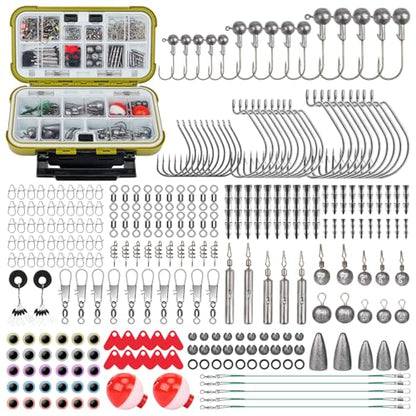 GOTOUR 128/209/240/265pcs Fishing Lures Kit with Tackle Box, All-in-1 Fishing Accessories Gear Set with Soft Lure, Minnow, Crankbait, Hooks, Sinkers, and Terminal Tackle Kit, Fishing Gifts for Men - color: D-265 pcs Pro Tackle Kit