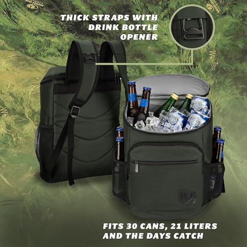 Mossy Oak MLF Fishing Cooler Backpack - Major League Insulated Leak Proof Beverage Coolers Bag - color: Olive