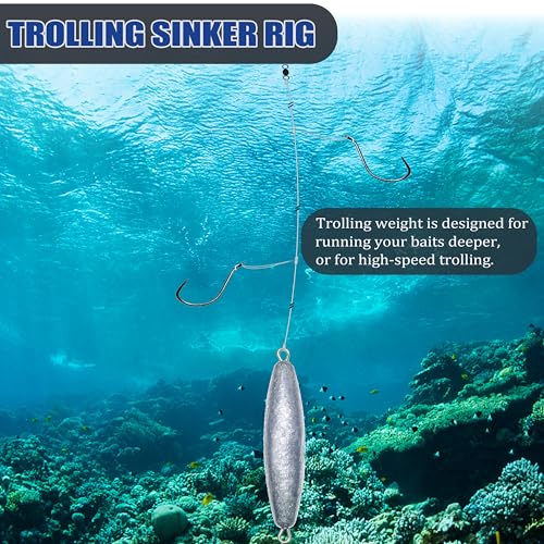 Trolling Weights Inline Fishing Weights Sinkers Double Ringed Weights for Saltwater Freshwater Fishing Get Lures Deeper 1oz to 5oz - style: 4 Ounce-4pcs