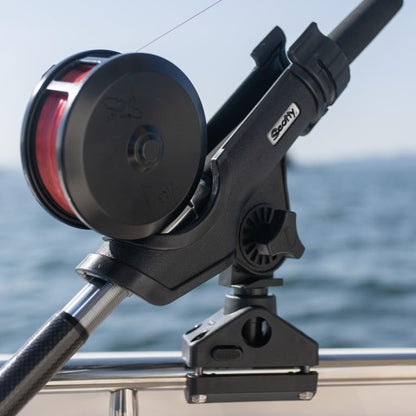 Scotty #230 Powerlock Rod Holder with #241 Side/Deck Mount, Adjustable Boat Fishing Rod Holder, Universal Cradle Design, Side or Deck Mount Installation, Marine-Grade Construction - color: Black