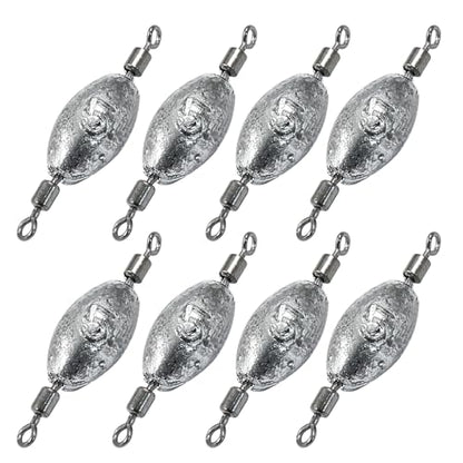Uenhoy Fishing Weights Inline Trolling Fishing Sinker Tackle with Inner Swivels, Oval Drop Casting Fishing Weight Sinkers - size: 1/6 oz, 20pcs