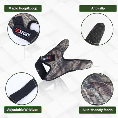 Double-Finger Gloves, 3 Pack Anti-Slip Fishing Glove, Professional Finger Gloves Protector Unisex Elastic Band Glove for Outdoor Fishing - color: Camouflage