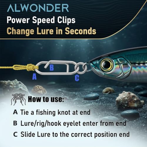 50 PCS Speed Clips for Fishing Lures Fishing Snaps Clips Stainless Steel Bait Quick Connector Freshwater Saltwater Crankbait Popper Minnow Swimbait Tackle High Strength Swivels Snap Lure | Silver Freshwater Saltwater Crankbait Popper Minnow Swimbait Bait