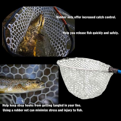 Rubber Fishing Net Replacement Hook Resist Fishing Nets for Fly Fish Landing Net, Trout Nets,Rubber Mesh Bag 4 Size - color: White, size: XL:Fits Hoop 23.6"-25"|Net Dia.23.6"|Depth:18"