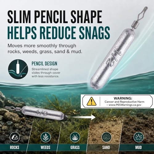 Pencil Drop Shot Weights, 24pcs/36pcs 3 Sizes/5 Sizes Lead Sinkers with Double Wire Loop Swivels, Heavy Rig Sinkers for Deep Water Bass Fishing, Freshwater Drop Shot Rig with Storage Box - size: 24 PCS/ 3 Sizes