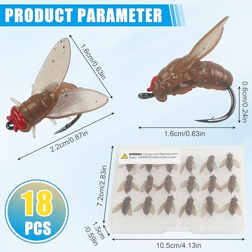 Bionic Fly Fishing Bait, 18/36pcs Fly Fishing Flies Lures Kit Trout Jigs Swimbait Dry Flies Trout Panfish Lures Freshwater Saltwater Flies Fly Fishing Hook Artificial Soft Bait - style: Brown-18pcs