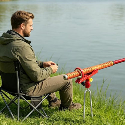 Fishing Rod Holder Angling Pole Support with Ground Spikes | Surf Fishing Rod Holder for Boat Shore Kayak Pontoon Dock Surf Beach - color: Red