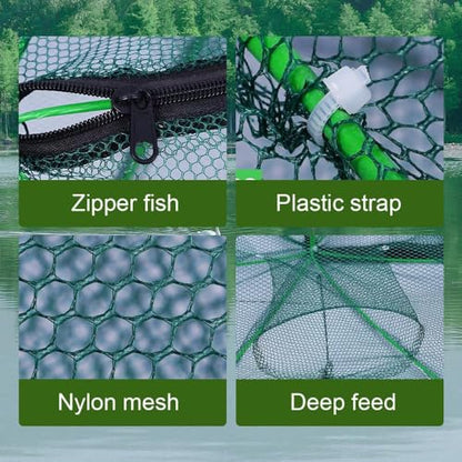 The Magic Foldable Fishing Trap, Folding Fishing Net，2024 Upgrade Auto-Foldable Strengthened Fishing Trap Net, Minnow Traps for Bait Fish，Fish Traps，Crawfish Trap，Minnow Trap - color: 8Holes