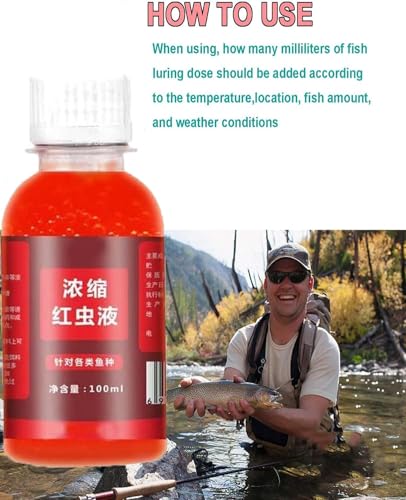 2PCS Red 40 Fishing Liquid, Red Ink Fishing,Fishing Bait,Red Fish attractants, Fishing Liquid Bait, Bait Fish Additive,Fish Lure Attraction Enhancer for Trout, Cod, Carp, Bass(100ml*2)