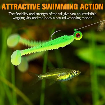 Dovesun Crappie Lures Kit Soft Plastic Baits Paddle Tail Swimbaits Fishing Soft Plastic Lures Crappie Walleye Trout Bass Fishing Baits 60pcs/75pcs - color: Paddle Tail-1.7in-60pcs