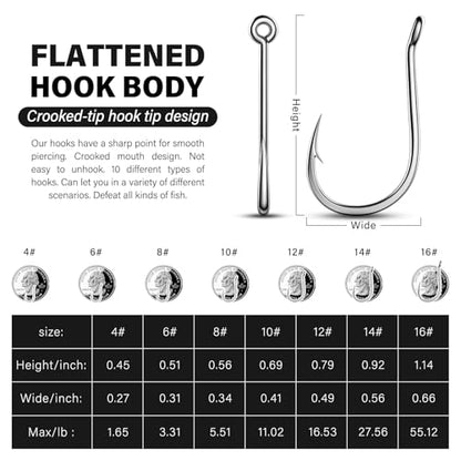50PCS Sharp Barbed Fishing Hooks, High-Carbon Steel Ultra-Strong, Single Size with Hole for Easy Tying, Secure Portable Box Included – Ideal for Bank Fishing, Lure Fishing & All Conditions - size: 16#