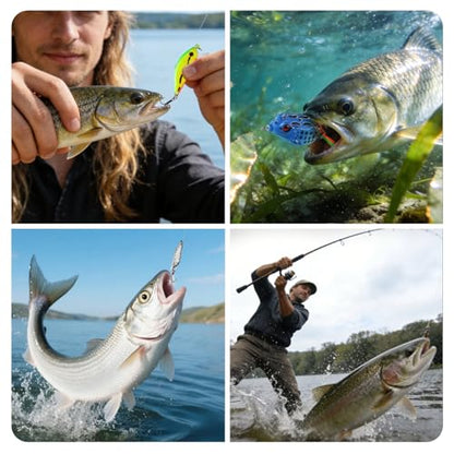 Fishing Lures Kit,Bass Fishing Tackle Set Including Soft Baits Jig Heads Hooks Weights, Complete Freshwater Lure Kit for Bass Trout Walleye Panfish