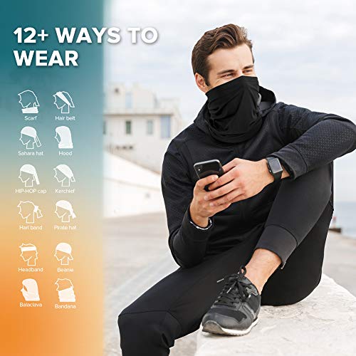 VULKIT 2 Pack Neck Gaiter Face Mask Scarf Reusable Bandanas Tube UV Protection Balaclava Outdoor Sport for Men and Women - color: Blue