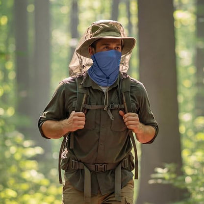 Geyoga 2/4 Pack Cooling Neck Gaiter Summer Breathable Balaclava Face Mask with Mesh Holes UV Protection Sun Scarf Men Women - color: Dark Blue