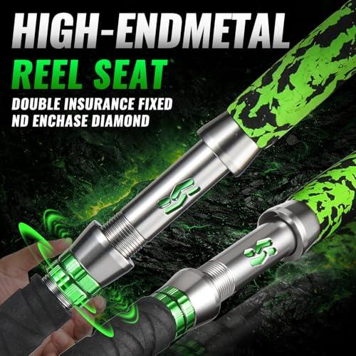 Sougayilang Catfish Rod 7' MH Catfishing Pole, Carbon Fishing Rod with Solid Tip, Stainless Steel Guides & Spiral EVA Handle for Freshwater Saltwater for Catfish-Spinning/Casting