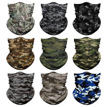 Neck Gaiter for Men Women Headwear Bandana Head Wrap Face Scarf Mask Cover Warmer Balaclava-Seamless & Versatile - color: B-camo 3