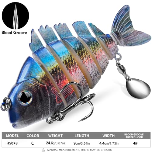 Crankbait Fishing Lure Pike Muskie Lures Lifelike Multi Jointed Swimbait Segement Hard Minnow Bait Treble Hook - color: HS078ABC-3pcs/set
