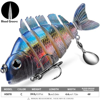 Crankbait Fishing Lure Pike Muskie Lures Lifelike Multi Jointed Swimbait Segement Hard Minnow Bait Treble Hook - color: HS078ABC-3pcs/set
