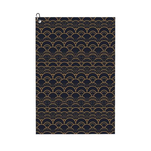 Black Fish Scales 1 Print Golf Towel (24" X 16") with Carabiner Clip Microfiber Cleaning Cloth Waffle Golf Bags Accessories for Lover Retirement Birthday Gifts