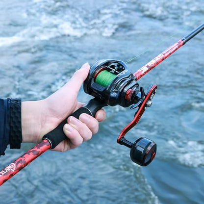 Sougayilang Baitcaster Rod Reel Combo, 2-Piece Fishing Rod with 400 Size Casting Reel, Aluminum Reel Seat for Musky Fishing