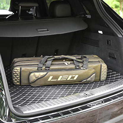 Lixada Fishing Rod Case Potable Canvas Fishing Pole Tools Reel Storage Bag Durable Fishing Gear Tackle Carry Cases 3 Layer, 90cm