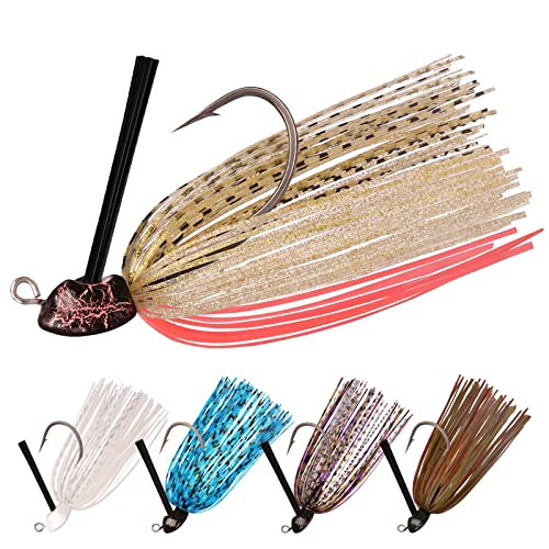TRUSCEND Jigs Fishing Lures with Ultra Smooth Teflon Hook, Tour Grade Titanium Weed Guard Swim Jigs, Valuable Weedless Skirted Jig, Well-Made Lures for Crappie Bass Trout, Freshwater Fishing Gear - color: C-1/4oz