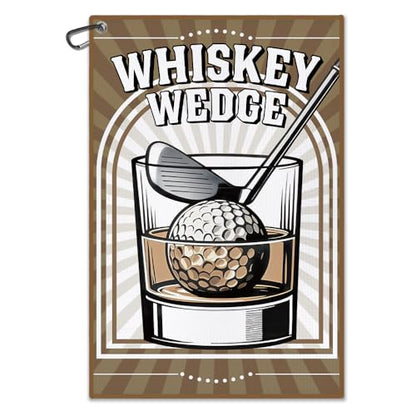 DYJYBMY Whiskey Wedge Brown Printed Golf Towel with Clip, Retro Golf Towel for Men, Anniversary Golfing Gifts for Husband, Retirement Thank You Gifts for Golfing Lover Family Dad Grandfather Uncle - color: Brown01