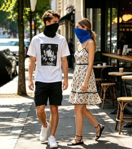 Fishing Neck Gaiter, Sun Protection Face Mask, Cooling Neck Shield Scarf Cycling Balaclava Bandana for Men and Women - color: Black+royal Blue+grey+olive Green